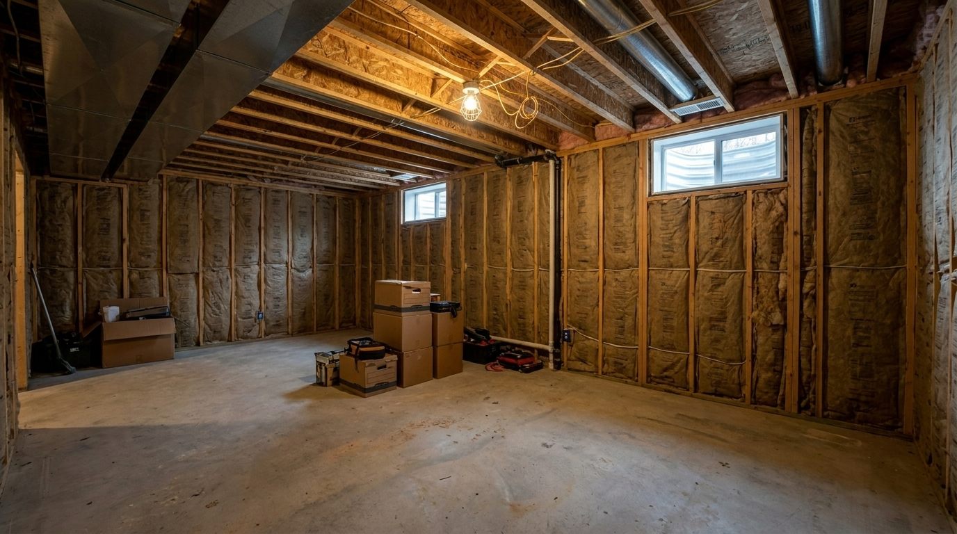 Unfinished basement — before